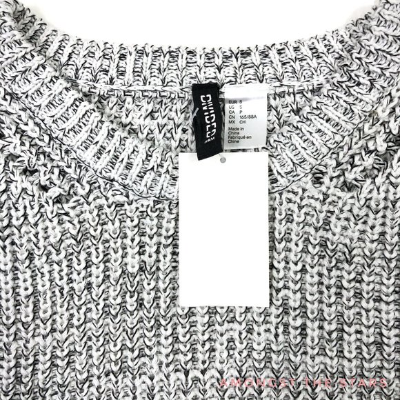 H&M Black And White Openwork Ribbed Knit Sweater - Picture 6 of 8